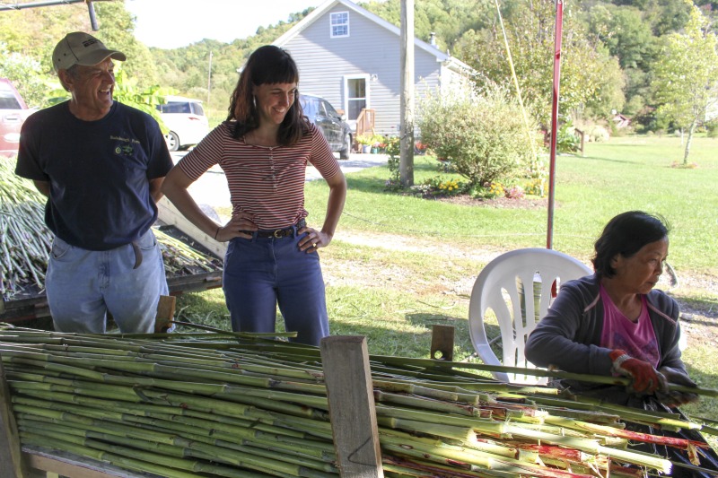 Appalachian Acres in Tallmansville, West Virginia, is owned and operated by Donnie Tenney and Lorelie Nicolas-Tenney. On September 28, 2017, they gathered with family and friends, including Nicolas-Tenney's mother Liz Villegas, seedsaver and farmer Charlie Radabaugh (of Radabaugh Farm in Buckhannon, WV), and seedsaver, farmer, and chef Mike Costello (of Lost Creek Farm in Lost Creek, WV), to harvest, process and boil sorghum into syrup.