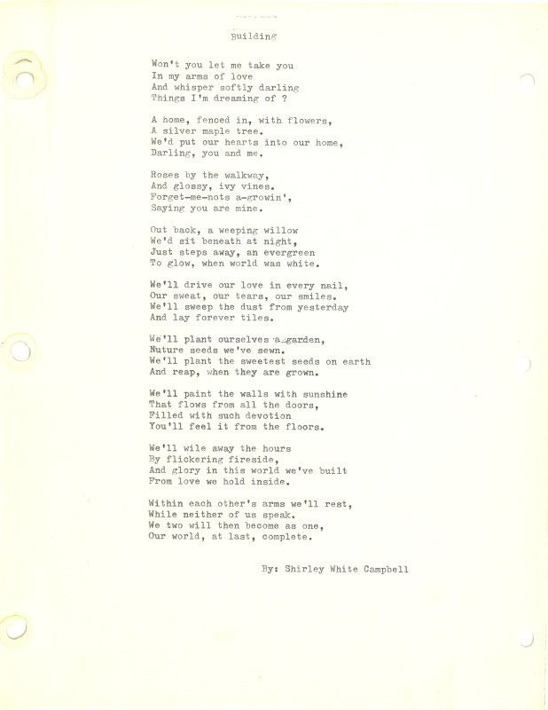 ["Shirley A. Campbell (March 17,1949-January 10, 2021), a native of Pinch, West Virginia and a resident of Charleston, West Virginia, was a lifelong songwriter and poet. Two of her songs were recorded by Grandpa Jones and Ernest Tubb, respectively. Campbell married into the Reed-Campbell family of the bluegrass musician Ola Belle Reed, who was her mentor. Read Campbells obituary:Shirley A. Campbell, 71, of Charleston, WV, passed away suddenly at home, Sunday, January 10, 2021.Born March 17, 1949, in Pinch, WV, she was the daughter of the late Ruby Francis Jarrett and Jack White.She is survived by her two children, daughter Carlie Campbell of Charleston and son Jeremy Campbell of Elkton, MD; and pets.In addition to her parents, she was preceded in death by her beloved dachshunds, Buckwheat and Alfalfa.Shirley studied at Oklahoma University and Marshall University. She was a nurse for 20 years, a dog groomer for 15 years, and a small business owner for approximately 10 years. She was a woman of endless talents, for many of which she received recognition. She was deeply devoted to animal welfare; throughout her life caring for ANY and ALL that she found in need.There will be a symphony of animal calls greeting her at the gates of heaven; and it will be glorious!As per her request, there will be no services. She asks that, in lieu of flowers, please donate to an animal charity in her honor.You may send condolences to the family at: www.barlowbonsall.com.Barlow Bonsall Funeral Home, Charleston, WV, has been entrusted with the arrangements."]%