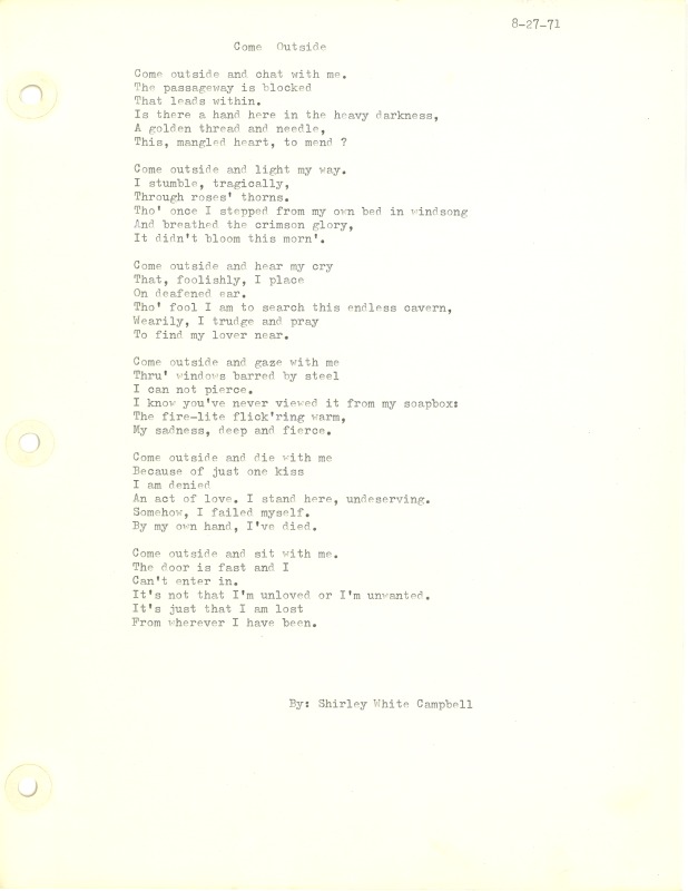 ["Shirley A. Campbell (March 17,1949-January 10, 2021), a native of Pinch, West Virginia and a resident of Charleston, West Virginia, was a lifelong songwriter and poet. Two of her songs were recorded by Grandpa Jones and Ernest Tubb, respectively. Campbell married into the Reed-Campbell family of the bluegrass musician Ola Belle Reed, who was her mentor. Read Campbells obituary:Shirley A. Campbell, 71, of Charleston, WV, passed away suddenly at home, Sunday, January 10, 2021.Born March 17, 1949, in Pinch, WV, she was the daughter of the late Ruby Francis Jarrett and Jack White.She is survived by her two children, daughter Carlie Campbell of Charleston and son Jeremy Campbell of Elkton, MD; and pets.In addition to her parents, she was preceded in death by her beloved dachshunds, Buckwheat and Alfalfa.Shirley studied at Oklahoma University and Marshall University. She was a nurse for 20 years, a dog groomer for 15 years, and a small business owner for approximately 10 years. She was a woman of endless talents, for many of which she received recognition. She was deeply devoted to animal welfare; throughout her life caring for ANY and ALL that she found in need.There will be a symphony of animal calls greeting her at the gates of heaven; and it will be glorious!As per her request, there will be no services. She asks that, in lieu of flowers, please donate to an animal charity in her honor.You may send condolences to the family at: www.barlowbonsall.com.Barlow Bonsall Funeral Home, Charleston, WV, has been entrusted with the arrangements."]%