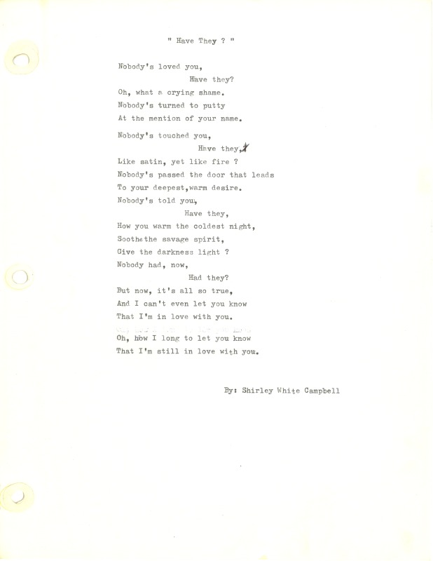 ["Shirley A. Campbell (March 17,1949-January 10, 2021), a native of Pinch, West Virginia and a resident of Charleston, West Virginia, was a lifelong songwriter and poet. Two of her songs were recorded by Grandpa Jones and Ernest Tubb, respectively. Campbell married into the Reed-Campbell family of the bluegrass musician Ola Belle Reed, who was her mentor. Read Campbells obituary:Shirley A. Campbell, 71, of Charleston, WV, passed away suddenly at home, Sunday, January 10, 2021.Born March 17, 1949, in Pinch, WV, she was the daughter of the late Ruby Francis Jarrett and Jack White.She is survived by her two children, daughter Carlie Campbell of Charleston and son Jeremy Campbell of Elkton, MD; and pets.In addition to her parents, she was preceded in death by her beloved dachshunds, Buckwheat and Alfalfa.Shirley studied at Oklahoma University and Marshall University. She was a nurse for 20 years, a dog groomer for 15 years, and a small business owner for approximately 10 years. She was a woman of endless talents, for many of which she received recognition. She was deeply devoted to animal welfare; throughout her life caring for ANY and ALL that she found in need.There will be a symphony of animal calls greeting her at the gates of heaven; and it will be glorious!As per her request, there will be no services. She asks that, in lieu of flowers, please donate to an animal charity in her honor.You may send condolences to the family at: www.barlowbonsall.com.Barlow Bonsall Funeral Home, Charleston, WV, has been entrusted with the arrangements."]%