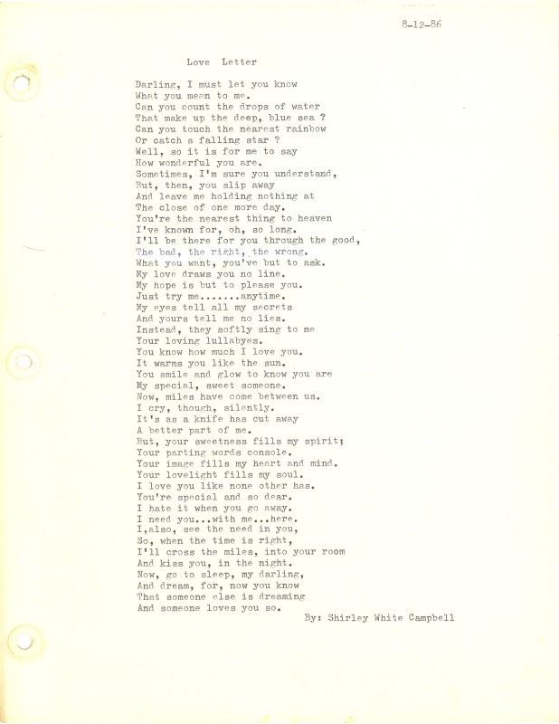 ["Shirley A. Campbell (March 17,1949-January 10, 2021), a native of Pinch, West Virginia and a resident of Charleston, West Virginia, was a lifelong songwriter and poet. Two of her songs were recorded by Grandpa Jones and Ernest Tubb, respectively. Campbell married into the Reed-Campbell family of the bluegrass musician Ola Belle Reed, who was her mentor. Read Campbells obituary:Shirley A. Campbell, 71, of Charleston, WV, passed away suddenly at home, Sunday, January 10, 2021.Born March 17, 1949, in Pinch, WV, she was the daughter of the late Ruby Francis Jarrett and Jack White.She is survived by her two children, daughter Carlie Campbell of Charleston and son Jeremy Campbell of Elkton, MD; and pets.In addition to her parents, she was preceded in death by her beloved dachshunds, Buckwheat and Alfalfa.Shirley studied at Oklahoma University and Marshall University. She was a nurse for 20 years, a dog groomer for 15 years, and a small business owner for approximately 10 years. She was a woman of endless talents, for many of which she received recognition. She was deeply devoted to animal welfare; throughout her life caring for ANY and ALL that she found in need.There will be a symphony of animal calls greeting her at the gates of heaven; and it will be glorious!As per her request, there will be no services. She asks that, in lieu of flowers, please donate to an animal charity in her honor.You may send condolences to the family at: www.barlowbonsall.com.Barlow Bonsall Funeral Home, Charleston, WV, has been entrusted with the arrangements."]%