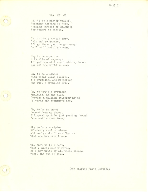 ["Shirley A. Campbell (March 17,1949-January 10, 2021), a native of Pinch, West Virginia and a resident of Charleston, West Virginia, was a lifelong songwriter and poet. Two of her songs were recorded by Grandpa Jones and Ernest Tubb, respectively. Campbell married into the Reed-Campbell family of the bluegrass musician Ola Belle Reed, who was her mentor. Read Campbells obituary:Shirley A. Campbell, 71, of Charleston, WV, passed away suddenly at home, Sunday, January 10, 2021.Born March 17, 1949, in Pinch, WV, she was the daughter of the late Ruby Francis Jarrett and Jack White.She is survived by her two children, daughter Carlie Campbell of Charleston and son Jeremy Campbell of Elkton, MD; and pets.In addition to her parents, she was preceded in death by her beloved dachshunds, Buckwheat and Alfalfa.Shirley studied at Oklahoma University and Marshall University. She was a nurse for 20 years, a dog groomer for 15 years, and a small business owner for approximately 10 years. She was a woman of endless talents, for many of which she received recognition. She was deeply devoted to animal welfare; throughout her life caring for ANY and ALL that she found in need.There will be a symphony of animal calls greeting her at the gates of heaven; and it will be glorious!As per her request, there will be no services. She asks that, in lieu of flowers, please donate to an animal charity in her honor.You may send condolences to the family at: www.barlowbonsall.com.Barlow Bonsall Funeral Home, Charleston, WV, has been entrusted with the arrangements."]%