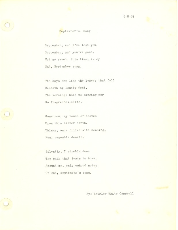 ["Shirley A. Campbell (March 17,1949-January 10, 2021), a native of Pinch, West Virginia and a resident of Charleston, West Virginia, was a lifelong songwriter and poet. Two of her songs were recorded by Grandpa Jones and Ernest Tubb, respectively. Campbell married into the Reed-Campbell family of the bluegrass musician Ola Belle Reed, who was her mentor. Read Campbells obituary:Shirley A. Campbell, 71, of Charleston, WV, passed away suddenly at home, Sunday, January 10, 2021.Born March 17, 1949, in Pinch, WV, she was the daughter of the late Ruby Francis Jarrett and Jack White.She is survived by her two children, daughter Carlie Campbell of Charleston and son Jeremy Campbell of Elkton, MD; and pets.In addition to her parents, she was preceded in death by her beloved dachshunds, Buckwheat and Alfalfa.Shirley studied at Oklahoma University and Marshall University. She was a nurse for 20 years, a dog groomer for 15 years, and a small business owner for approximately 10 years. She was a woman of endless talents, for many of which she received recognition. She was deeply devoted to animal welfare; throughout her life caring for ANY and ALL that she found in need.There will be a symphony of animal calls greeting her at the gates of heaven; and it will be glorious!As per her request, there will be no services. She asks that, in lieu of flowers, please donate to an animal charity in her honor.You may send condolences to the family at: www.barlowbonsall.com.Barlow Bonsall Funeral Home, Charleston, WV, has been entrusted with the arrangements."]%