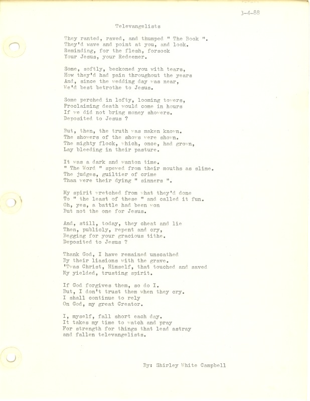 ["Shirley A. Campbell (March 17,1949-January 10, 2021), a native of Pinch, West Virginia and a resident of Charleston, West Virginia, was a lifelong songwriter and poet. Two of her songs were recorded by Grandpa Jones and Ernest Tubb, respectively. Campbell married into the Reed-Campbell family of the bluegrass musician Ola Belle Reed, who was her mentor. Read Campbells obituary:Shirley A. Campbell, 71, of Charleston, WV, passed away suddenly at home, Sunday, January 10, 2021.Born March 17, 1949, in Pinch, WV, she was the daughter of the late Ruby Francis Jarrett and Jack White.She is survived by her two children, daughter Carlie Campbell of Charleston and son Jeremy Campbell of Elkton, MD; and pets.In addition to her parents, she was preceded in death by her beloved dachshunds, Buckwheat and Alfalfa.Shirley studied at Oklahoma University and Marshall University. She was a nurse for 20 years, a dog groomer for 15 years, and a small business owner for approximately 10 years. She was a woman of endless talents, for many of which she received recognition. She was deeply devoted to animal welfare; throughout her life caring for ANY and ALL that she found in need.There will be a symphony of animal calls greeting her at the gates of heaven; and it will be glorious!As per her request, there will be no services. She asks that, in lieu of flowers, please donate to an animal charity in her honor.You may send condolences to the family at: www.barlowbonsall.com.Barlow Bonsall Funeral Home, Charleston, WV, has been entrusted with the arrangements."]%