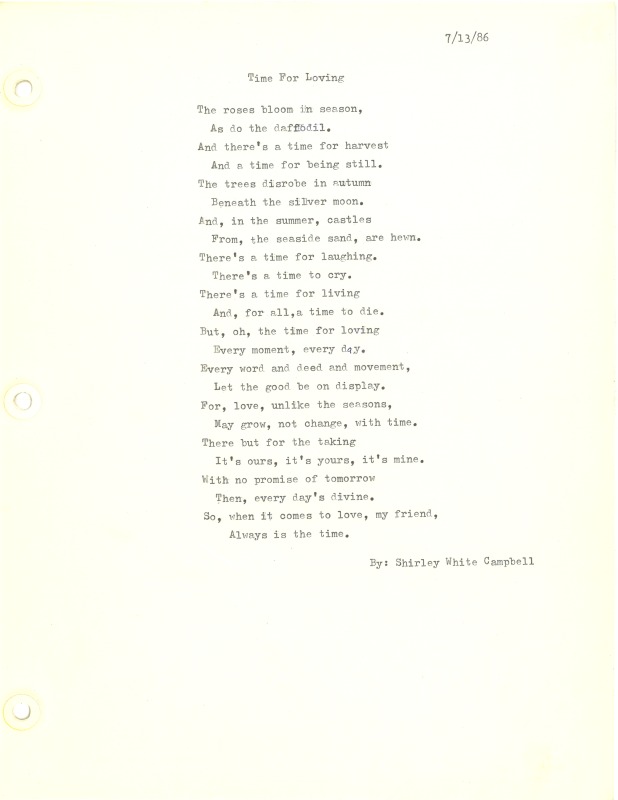 ["Shirley A. Campbell (March 17,1949-January 10, 2021), a native of Pinch, West Virginia and a resident of Charleston, West Virginia, was a lifelong songwriter and poet. Two of her songs were recorded by Grandpa Jones and Ernest Tubb, respectively. Campbell married into the Reed-Campbell family of the bluegrass musician Ola Belle Reed, who was her mentor. Read Campbells obituary:Shirley A. Campbell, 71, of Charleston, WV, passed away suddenly at home, Sunday, January 10, 2021.Born March 17, 1949, in Pinch, WV, she was the daughter of the late Ruby Francis Jarrett and Jack White.She is survived by her two children, daughter Carlie Campbell of Charleston and son Jeremy Campbell of Elkton, MD; and pets.In addition to her parents, she was preceded in death by her beloved dachshunds, Buckwheat and Alfalfa.Shirley studied at Oklahoma University and Marshall University. She was a nurse for 20 years, a dog groomer for 15 years, and a small business owner for approximately 10 years. She was a woman of endless talents, for many of which she received recognition. She was deeply devoted to animal welfare; throughout her life caring for ANY and ALL that she found in need.There will be a symphony of animal calls greeting her at the gates of heaven; and it will be glorious!As per her request, there will be no services. She asks that, in lieu of flowers, please donate to an animal charity in her honor.You may send condolences to the family at: www.barlowbonsall.com.Barlow Bonsall Funeral Home, Charleston, WV, has been entrusted with the arrangements."]%