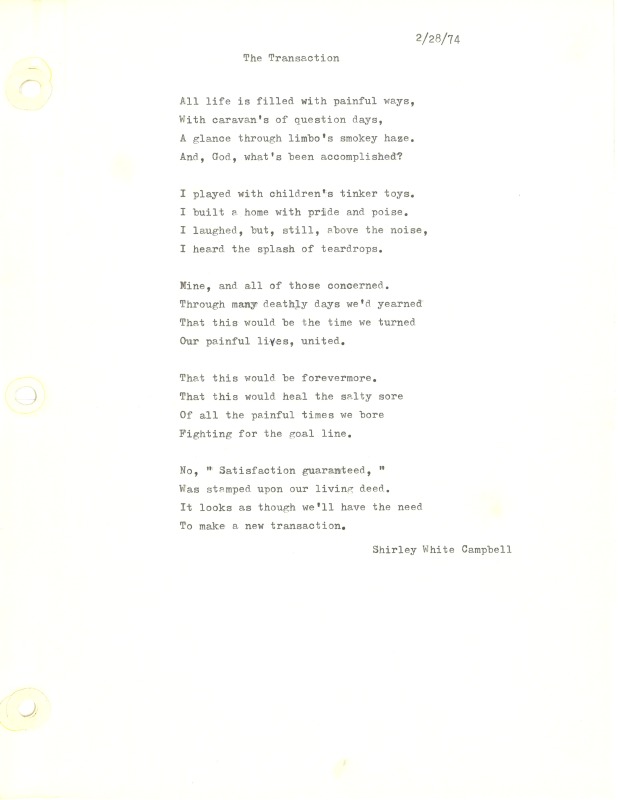 ["Shirley A. Campbell (March 17,1949-January 10, 2021), a native of Pinch, West Virginia and a resident of Charleston, West Virginia, was a lifelong songwriter and poet. Two of her songs were recorded by Grandpa Jones and Ernest Tubb, respectively. Campbell married into the Reed-Campbell family of the bluegrass musician Ola Belle Reed, who was her mentor. Read Campbells obituary:Shirley A. Campbell, 71, of Charleston, WV, passed away suddenly at home, Sunday, January 10, 2021.Born March 17, 1949, in Pinch, WV, she was the daughter of the late Ruby Francis Jarrett and Jack White.She is survived by her two children, daughter Carlie Campbell of Charleston and son Jeremy Campbell of Elkton, MD; and pets.In addition to her parents, she was preceded in death by her beloved dachshunds, Buckwheat and Alfalfa.Shirley studied at Oklahoma University and Marshall University. She was a nurse for 20 years, a dog groomer for 15 years, and a small business owner for approximately 10 years. She was a woman of endless talents, for many of which she received recognition. She was deeply devoted to animal welfare; throughout her life caring for ANY and ALL that she found in need.There will be a symphony of animal calls greeting her at the gates of heaven; and it will be glorious!As per her request, there will be no services. She asks that, in lieu of flowers, please donate to an animal charity in her honor.You may send condolences to the family at: www.barlowbonsall.com.Barlow Bonsall Funeral Home, Charleston, WV, has been entrusted with the arrangements."]%