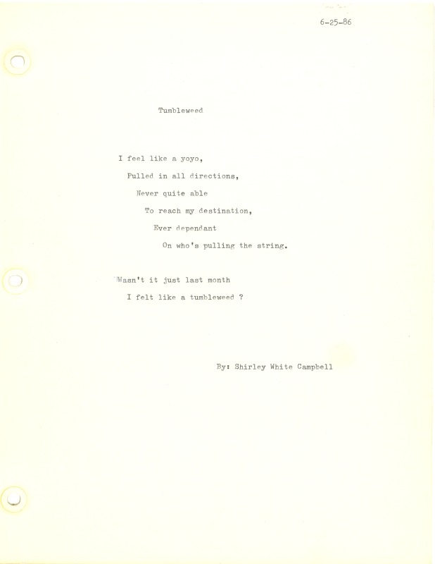 ["Shirley A. Campbell (March 17,1949-January 10, 2021), a native of Pinch, West Virginia and a resident of Charleston, West Virginia, was a lifelong songwriter and poet. Two of her songs were recorded by Grandpa Jones and Ernest Tubb, respectively. Campbell married into the Reed-Campbell family of the bluegrass musician Ola Belle Reed, who was her mentor. Read Campbells obituary:Shirley A. Campbell, 71, of Charleston, WV, passed away suddenly at home, Sunday, January 10, 2021.Born March 17, 1949, in Pinch, WV, she was the daughter of the late Ruby Francis Jarrett and Jack White.She is survived by her two children, daughter Carlie Campbell of Charleston and son Jeremy Campbell of Elkton, MD; and pets.In addition to her parents, she was preceded in death by her beloved dachshunds, Buckwheat and Alfalfa.Shirley studied at Oklahoma University and Marshall University. She was a nurse for 20 years, a dog groomer for 15 years, and a small business owner for approximately 10 years. She was a woman of endless talents, for many of which she received recognition. She was deeply devoted to animal welfare; throughout her life caring for ANY and ALL that she found in need.There will be a symphony of animal calls greeting her at the gates of heaven; and it will be glorious!As per her request, there will be no services. She asks that, in lieu of flowers, please donate to an animal charity in her honor.You may send condolences to the family at: www.barlowbonsall.com.Barlow Bonsall Funeral Home, Charleston, WV, has been entrusted with the arrangements."]%