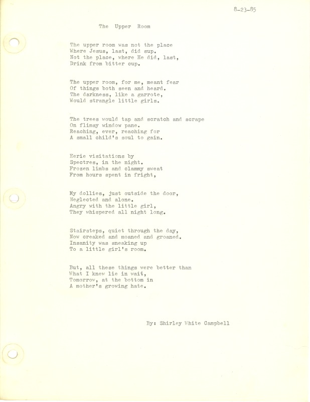 ["Shirley A. Campbell (March 17,1949-January 10, 2021), a native of Pinch, West Virginia and a resident of Charleston, West Virginia, was a lifelong songwriter and poet. Two of her songs were recorded by Grandpa Jones and Ernest Tubb, respectively. Campbell married into the Reed-Campbell family of the bluegrass musician Ola Belle Reed, who was her mentor. Read Campbells obituary:Shirley A. Campbell, 71, of Charleston, WV, passed away suddenly at home, Sunday, January 10, 2021.Born March 17, 1949, in Pinch, WV, she was the daughter of the late Ruby Francis Jarrett and Jack White.She is survived by her two children, daughter Carlie Campbell of Charleston and son Jeremy Campbell of Elkton, MD; and pets.In addition to her parents, she was preceded in death by her beloved dachshunds, Buckwheat and Alfalfa.Shirley studied at Oklahoma University and Marshall University. She was a nurse for 20 years, a dog groomer for 15 years, and a small business owner for approximately 10 years. She was a woman of endless talents, for many of which she received recognition. She was deeply devoted to animal welfare; throughout her life caring for ANY and ALL that she found in need.There will be a symphony of animal calls greeting her at the gates of heaven; and it will be glorious!As per her request, there will be no services. She asks that, in lieu of flowers, please donate to an animal charity in her honor.You may send condolences to the family at: www.barlowbonsall.com.Barlow Bonsall Funeral Home, Charleston, WV, has been entrusted with the arrangements."]%