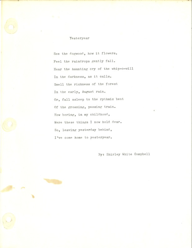 ["Shirley A. Campbell (March 17,1949-January 10, 2021), a native of Pinch, West Virginia and a resident of Charleston, West Virginia, was a lifelong songwriter and poet. Two of her songs were recorded by Grandpa Jones and Ernest Tubb, respectively. Campbell married into the Reed-Campbell family of the bluegrass musician Ola Belle Reed, who was her mentor. Read Campbells obituary:Shirley A. Campbell, 71, of Charleston, WV, passed away suddenly at home, Sunday, January 10, 2021.Born March 17, 1949, in Pinch, WV, she was the daughter of the late Ruby Francis Jarrett and Jack White.She is survived by her two children, daughter Carlie Campbell of Charleston and son Jeremy Campbell of Elkton, MD; and pets.In addition to her parents, she was preceded in death by her beloved dachshunds, Buckwheat and Alfalfa.Shirley studied at Oklahoma University and Marshall University. She was a nurse for 20 years, a dog groomer for 15 years, and a small business owner for approximately 10 years. She was a woman of endless talents, for many of which she received recognition. She was deeply devoted to animal welfare; throughout her life caring for ANY and ALL that she found in need.There will be a symphony of animal calls greeting her at the gates of heaven; and it will be glorious!As per her request, there will be no services. She asks that, in lieu of flowers, please donate to an animal charity in her honor.You may send condolences to the family at: www.barlowbonsall.com.Barlow Bonsall Funeral Home, Charleston, WV, has been entrusted with the arrangements."]%