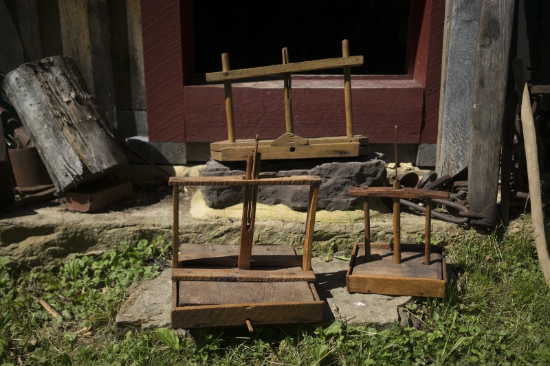 ["Jim Costa, 67 (as of 2016), is a native of Summers County, and an accomplished traditional musician and storyteller. He is also an avid collector and expert of 18th and 19th century farm tools and objects of rural life, including Hammons family fiddles, spinning wheels, cast iron cookware, and blacksmith tools. Costa has been building this collection throughout his life, and he restores many of the old tools and instruments himself. In addition to his public presentations on music and material culture, Costa appeared in the 1987 John Sayles film Matewan.In the summer of 2016, University of North Carolina folklore graduate student Zoe van Buren spent two months with Costa, conducting oral histories and documenting his extensive collection. Read more about van Burens work here: https://wvfolklife.org/2016/09/06/thats-a-grand-story-to-tell-documenting-jim-costas-collection/Zoe van Buren's website:https://zoevanburen.wordpress.com"]%