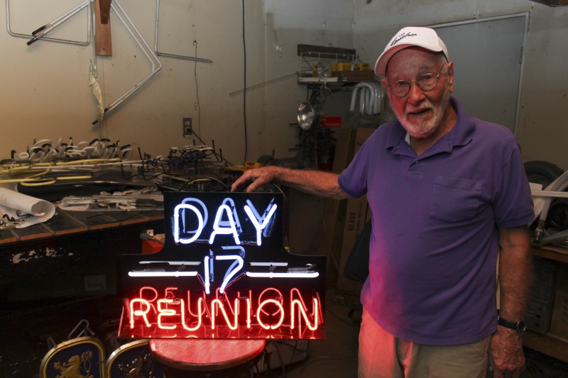 James L. Day (July 5, 1932-April 12, 2019) was the owner of JL Day Sign Company in St. Albans, WV. He made hand-bent neon signs for nearly 60 years and was one of the last hand tube benders in the Kanawha Valley.In 2018, the West Virginia Folklife Program worked with West Virginia Public Broadcasting to produce audio and video documentaries about Day. View them at https://wvfolklife.org/2018/09/04/st-albans-artisan-has-been-making-neon-signs-by-hand-for-five-decades-a-profile-of-james-l-day/Video: https://www.youtube.com/watch?v=cCe99a7ke50&feature=emb_titleAudio: https://soundcloud.com/wvpublicnews/wva-artisan-has-been-making-neon-signs-by-hand-for-five-decadesRead Days obituary here: https://www.dignitymemorial.com/obituaries/saint-albans-wv/james-day-8250954