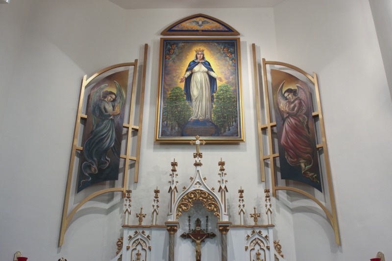 ["Our Lady of Lebanon Maronite Catholic Church at 2216 Eoff Street in Wheeling, West Virginia, is the only Maronite church in the state. Via e: WV, \"On December 19, 1932, a tragic fire destroyed the 10-year old church building, yet it also provided the occasion for a perceived miracle. According to a report in the Wheeling News-Register, 'While the rest of the church was engulfed in a raging inferno, the firemen recalled, the life-sized portrait of Our Lady of Lebanon, which was then hanging above a side altar, remained untouched by flames. When firemen attempted to spray water on the portrait, the stream of water parted and did not touch the work of art.' Read more in the online West Virginia Encyclopedia: https://www.wvencyclopedia.org/articles/1513"]%