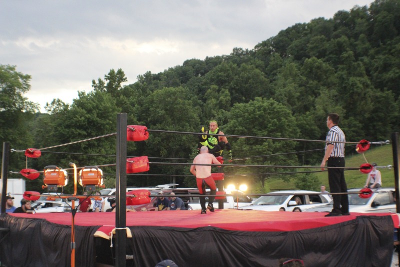 All Star Wrestling (ASW) is an independent wrestling promotion out of Madison, West Virginia, owned and operated by Gary Damron. Wrestlers on ASWs regular card include Rocky Rage (Rocky Hardin), Huffmanly (Kasey Huffman), and Shane Storm. On July 18, 2020, during the COVID-19 pandemic, Damron held ASWs first Drive-In Wrestling event at Lees Dance Studio in Winfield, WV. Fans circled the ring with their cars and sat in and on their cars and in bleachers to watch the matches.