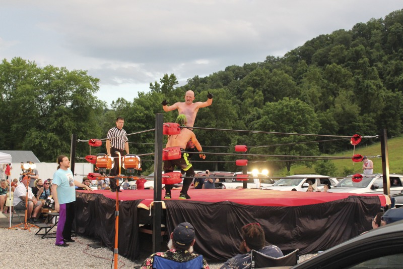 All Star Wrestling (ASW) is an independent wrestling promotion out of Madison, West Virginia, owned and operated by Gary Damron. Wrestlers on ASWs regular card include Rocky Rage (Rocky Hardin), Huffmanly (Kasey Huffman), and Shane Storm. On July 18, 2020, during the COVID-19 pandemic, Damron held ASWs first Drive-In Wrestling event at Lees Dance Studio in Winfield, WV. Fans circled the ring with their cars and sat in and on their cars and in bleachers to watch the matches.