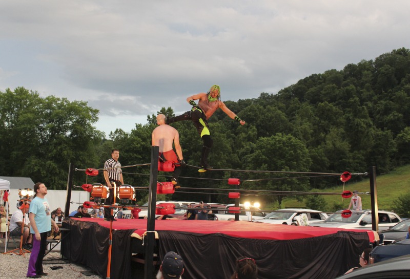 All Star Wrestling (ASW) is an independent wrestling promotion out of Madison, West Virginia, owned and operated by Gary Damron. Wrestlers on ASWs regular card include Rocky Rage (Rocky Hardin), Huffmanly (Kasey Huffman), and Shane Storm. On July 18, 2020, during the COVID-19 pandemic, Damron held ASWs first Drive-In Wrestling event at Lees Dance Studio in Winfield, WV. Fans circled the ring with their cars and sat in and on their cars and in bleachers to watch the matches.