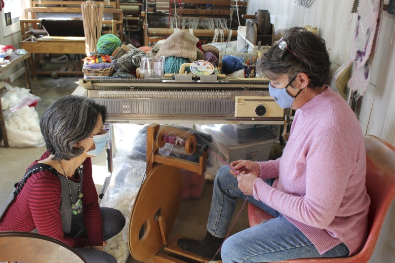 ["Kathy Evans (b. July 8, 1962, Morgantown, WV) of Bruceton Mills and Margaret Bruning of Elkins are participants in the 2020-2021 West Virginia Folklife Apprenticeship Program, in an apprenticeship titled, Sheep to Shawl: The Art of Raising Sheep and Creating Fiber Arts. Evans is a fifth-generation farmer and co-owner with her husband Reid of Evans Knob Farm in Preston County where she cultivates Certified Naturally Grown vegetables and raises sheep and poultry. She teaches and exhibits her fiber arts both in West Virginia and across the country and has been featured in Modern Farmer and Morgantown Magazine. Bruning grew up on a goat farm in upstate New York and has been a lifelong fiber artist. She and her husband David raise sheep at their homestead in Randolph County.Read a profile of Evans and Bruning on the West Virginia Folklife blog:https://wvfolklife.org/2020/11/04/2020-folklife-apprenticeship-feature-kathy-evans-margaret-bruning-sheep-to-shawl/Evans Knob Farm website: https://www.evansknobfarm.com/Poe Run Craft and Provisions: http://www.poerun.org/"]%