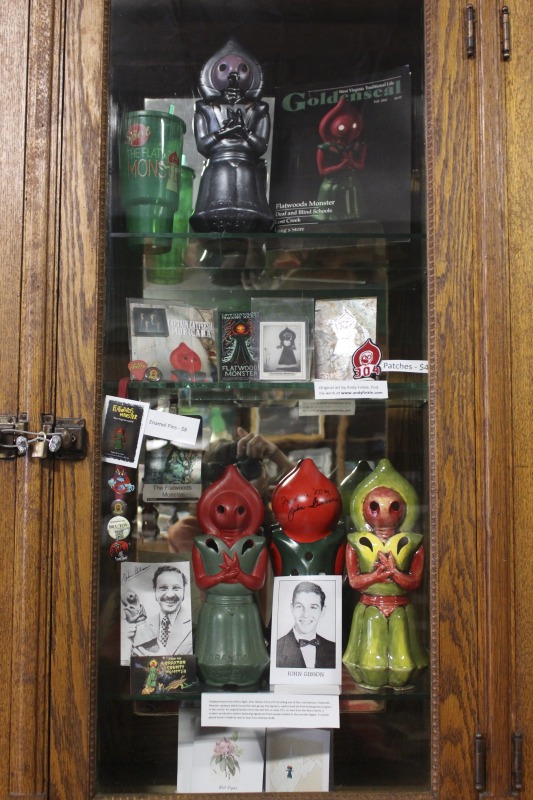 ["The Flatwoods Monster Museum, which also serves as the Braxton County Visitors Center, is located in downtown Sutton in Braxton County, West Virginia. The Museum displays ephemera, folk art, videos, and souvenirs related to the legend of the Flatwoods Monster, which was first sighted in Flatwoods, West Virginia on September 12, 1952 by Kathleen May, Eugene Lemon, Teddy May, Ronald Shaver, Neal Nunley, Teddy Neal, and Tommy Hyer. West Virginia Humanities Council Executive Director Eric Waggoner and State Folklorist Emily Hilliard visited the museum and met with Andrew Smith, Executive Director of the Braxton County CVB and Flatwoods Monster Museum, on January 30, 2020.Visit the Flatwoods Museum website here: https://braxtonwv.org/the-flatwoods-monster/visit-the-museum/For more on the legend of the Flatwoods Monster, visit e-WV: https://www.wvencyclopedia.org/articles/2192"]%