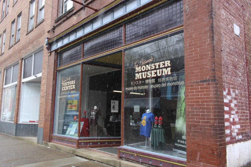 ["The Flatwoods Monster Museum, which also serves as the Braxton County Visitors Center, is located in downtown Sutton in Braxton County, West Virginia. The Museum displays ephemera, folk art, videos, and souvenirs related to the legend of the Flatwoods Monster, which was first sighted in Flatwoods, West Virginia on September 12, 1952 by Kathleen May, Eugene Lemon, Teddy May, Ronald Shaver, Neal Nunley, Teddy Neal, and Tommy Hyer. West Virginia Humanities Council Executive Director Eric Waggoner and State Folklorist Emily Hilliard visited the museum and met with Andrew Smith, Executive Director of the Braxton County CVB and Flatwoods Monster Museum, on January 30, 2020.Visit the Flatwoods Museum website here: https://braxtonwv.org/the-flatwoods-monster/visit-the-museum/For more on the legend of the Flatwoods Monster, visit e-WV: https://www.wvencyclopedia.org/articles/2192"]%