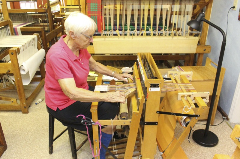 ["Sarah Fletcher (b. Canaan Valley) is a weaver, retired nurse, and the owner of Bens Old Loom Barn in Davis, WV. She is the daughter of Barbra Dorothy Mayor Thompson (August 5, 1920-October 1, 2008), a weaver and National Heritage Fellow who learned to weave at the Arthurdale Homestead. Learn more about Bens Old Loom Barn: https://www.facebook.com/bensoldloombarn/"]%