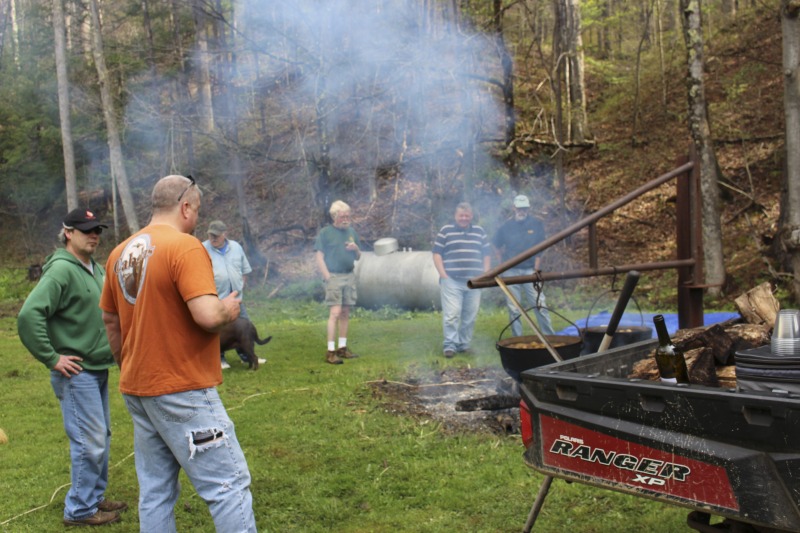 The Swiss community of Helvetia, West Virginia began hosting its annual ramp supper sometime between 1946-1948 (Helvetia native Ernest Hofer who has been working at the supper for at least 40 years, wasnt sure of the exact date). The event is a fundraiser, benefiting the Helvetia Community Hall Association and the Farm Womens Club. For weeks prior, volunteers, including local 4-H kids, work to wash and freeze 60 bushels of ramps, some of which are dug and donated by locals, and the rest are bought from a digger. On the Friday before the event, male volunteers gather outside to cook 400 lbs. of potatoes in iron kettles over a wood fire, while drinking homemade wine. Women volunteers work in the kitchen, cutting 300 lbs. of ham, making cornbread, cooking Navy beans, and defrosting ramps. The Helvetia Ramp Supper is always held the last Saturday in April and draws visitors from across the state and region. The dinner includes fried and fresh ramps, beans, ham, fried potatoes, applesauce, cornbread, coleslaw, drink, and dessert, which guests eat at long tables in the basement of the Helvetia Community Hall. After dinner, a square dance is held upstairs. The documentation of the Helvetia Ramp Supper is part of the Helvetia Foodways Oral History Project in partnership with the Southern Foodways Alliance. Learn more: https://www.southernfoodways.org/oral-history/helvetia-west-virginia/Also see Emily Hilliards piece on Helvetias seasonal celebrations, including the Ramp Supper, via The Bitter Southerner: https://bittersoutherner.com/my-year-in-helvetia-west-virginia and read her piece on the Ramp Supper via the West Virginia Folklife blog: https://wvfolklife.org/2016/05/27/rampfingerprints/For more information, visit: http://www.helvetiawv.com/Events/Helvetia_Ramps/Helvetia_Ramps.htm