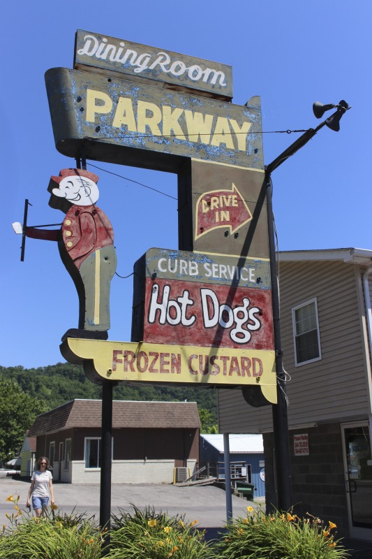 ["The Parkway Drive-In is located at 401 Justice Ave. in Logan, West Virginia. Parkway specialties include their hot dogs, frozen custard, and blackberry cobbler.This is part of a collection of materials documenting West Virginia hot dogs and hot dog joints. For more, see the West Virginia hot dog blog: http://wvhotdogblog.blogspot.com/ and Emily Hilliard's piece, \"Slaw Abiding Citizens: A Quest for the West Virginia Hot Dog\" published in the Southern Foodways Alliance's journal Gravy. https://www.southernfoodways.org/slaw-abiding-citizens-a-quest-for-the-west-virginia-hot-dog/"]%