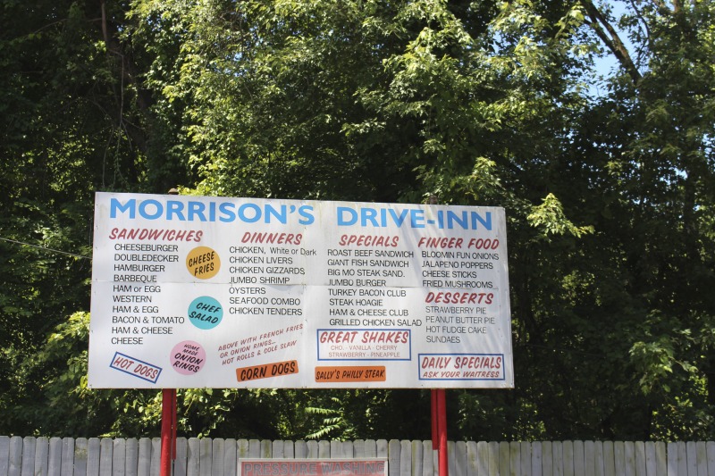 Morrison's Drive-In is located at 126 Stollings Ave., along the Guyandotte River in Logan, West Virginia. For more information visit: https://www.facebook.com/Morrisons-Drive-Inn-Offical-Site-114921678593024/This is part of a collection of materials documenting West Virginia hot dogs and hot dog joints. For more, see the West Virginia hot dog blog: http://wvhotdogblog.blogspot.com/ and Emily Hilliard's piece, "Slaw Abiding Citizens: A Quest for the West Virginia Hot Dog" published in the Southern Foodways Alliance's journal Gravy. https://www.southernfoodways.org/slaw-abiding-citizens-a-quest-for-the-west-virginia-hot-dog/