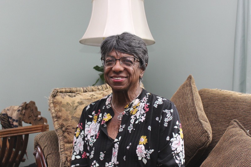 Delores Johnson is an African American quilter and retired Marshall University linguistics professor. She was born in Athens, Georgia, but was raised and has lived in West Virginia for over the past 60 years. She is one of the founders of the Saint Peter Claver Piecemakers quilting group in Huntington, WV.
