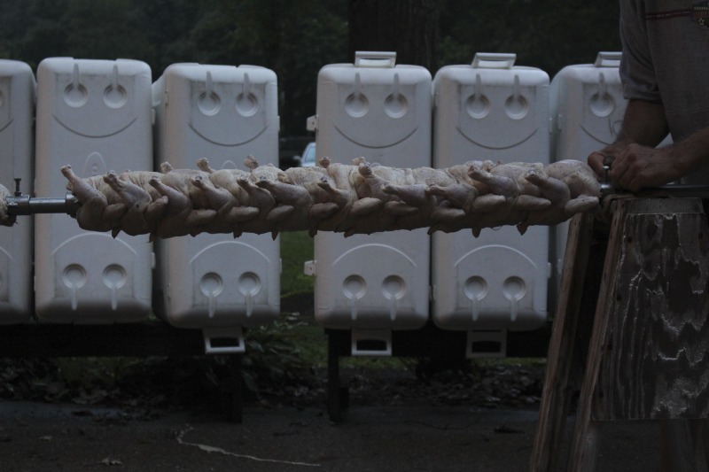 ["Every summer Wednesday since 1969, members of the Serbian Eastern Orthodox Church Mens Club have hosted a Chicken Blast at the Serbian Picnic Grounds along Kings Creek outside of Weirton, West Virginia. They roast 300-400 chickens per week as a fundraiser for the maintenance of the picnic grounds. The spits, an industrial brick oven, and walk-in coolers were constructed in the 1960s out of material from Weirton Steel by Mens Club members, most of whom were Weirton Steel employees. Each week, the choir also sells pogacha (a type of Serbian bread), haluski or cabbage and noodles, corn on the cob, strudel and other desserts. The bar at the picnic grounds is also open, serving beer and Slivovitz.See the short video and audio documentary about the Chicken Blasts, produced by the West Virginia Folklife Program and West Virginia Public Broadcasting: https://wvfolklife.org/2020/01/27/weirtons-serbian-heritage-is-a-chicken-blast/ https://www.youtube.com/watch?v=XpGF-MFUlhYhttps://soundcloud.com/wvpublicnews/weirtons-serbian-heritage-is-a-chicken-blast"]%