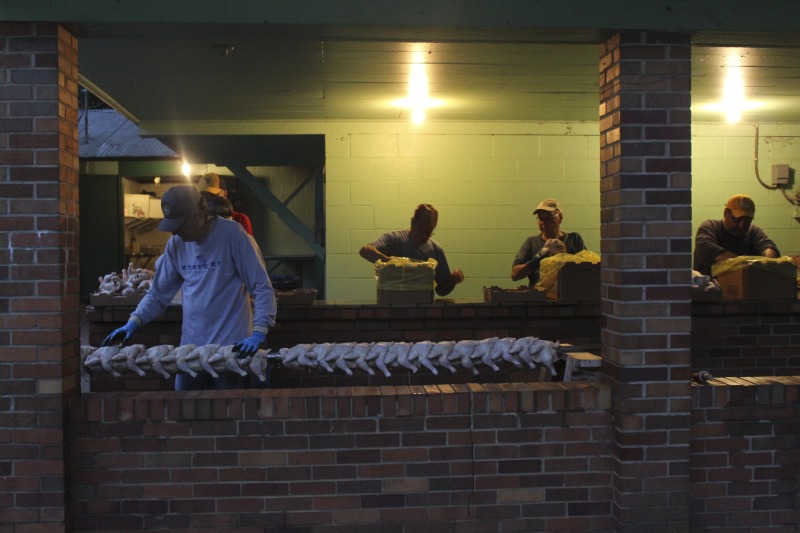 ["Every summer Wednesday since 1969, members of the Serbian Eastern Orthodox Church Mens Club have hosted a Chicken Blast at the Serbian Picnic Grounds along Kings Creek outside of Weirton, West Virginia. They roast 300-400 chickens per week as a fundraiser for the maintenance of the picnic grounds. The spits, an industrial brick oven, and walk-in coolers were constructed in the 1960s out of material from Weirton Steel by Mens Club members, most of whom were Weirton Steel employees. Each week, the choir also sells pogacha (a type of Serbian bread), haluski or cabbage and noodles, corn on the cob, strudel and other desserts. The bar at the picnic grounds is also open, serving beer and Slivovitz.See the short video and audio documentary about the Chicken Blasts, produced by the West Virginia Folklife Program and West Virginia Public Broadcasting: https://wvfolklife.org/2020/01/27/weirtons-serbian-heritage-is-a-chicken-blast/ https://www.youtube.com/watch?v=XpGF-MFUlhYhttps://soundcloud.com/wvpublicnews/weirtons-serbian-heritage-is-a-chicken-blast"]%