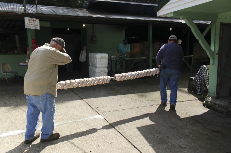 ["Every summer Wednesday since 1969, members of the Serbian Eastern Orthodox Church Mens Club have hosted a Chicken Blast at the Serbian Picnic Grounds along Kings Creek outside of Weirton, West Virginia. They roast 300-400 chickens per week as a fundraiser for the maintenance of the picnic grounds. The spits, an industrial brick oven, and walk-in coolers were constructed in the 1960s out of material from Weirton Steel by Mens Club members, most of whom were Weirton Steel employees. Each week, the choir also sells pogacha (a type of Serbian bread), haluski or cabbage and noodles, corn on the cob, strudel and other desserts. The bar at the picnic grounds is also open, serving beer and Slivovitz.See the short video and audio documentary about the Chicken Blasts, produced by the West Virginia Folklife Program and West Virginia Public Broadcasting: https://wvfolklife.org/2020/01/27/weirtons-serbian-heritage-is-a-chicken-blast/ https://www.youtube.com/watch?v=XpGF-MFUlhYhttps://soundcloud.com/wvpublicnews/weirtons-serbian-heritage-is-a-chicken-blast"]%