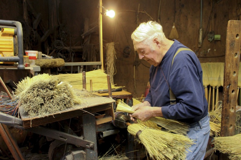 ["James Jim Shaffer, b. 1929, of Charleston Broom and Mop, in Loudendale, WV is one of the last commercial broom makers in the state of West Virginia. He began making brooms at the age of 17 and at the time of the interview, still maintained a shop outside of Charleston. See the short video produced in partnership with West Virginia Public Broadcasting:, James Shaffer, Charleston Broom & Mop Company at https://www.youtube.com/watch?time_continue=1&v=O3lrgTn2hyM  See the post on the West Virginia Folklife Program blog: https://wvfolklife.org/2017/03/30/building-a-broom-by-feel-an-interview-with-james-shaffer/Read the interview with Jim, Building a Broom by Feel: Jim Shaffer by Emily Hilliard in Southern Cultures fall 2017, Vol. 23, No. 3: Things at http://www.southerncultures.org/article/building-broom-feel-jim-shaffer/"]%