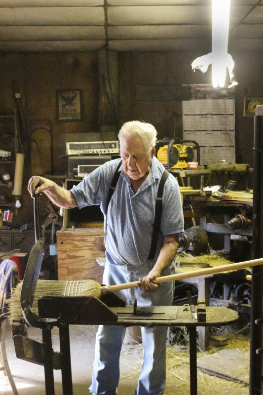 James Shaffer, b. 1929, of Charleston Broom and Mop, in Loudendale, WV is one of the last commercial broom makers in the state of West Virginia. He began making brooms at the age of 17 and at the time of the interview, still maintained a shop outside of Charleston. See the short video produced in partnership with West Virginia Public Broadcasting:, James Shaffer, Charleston Broom & Mop Company at https://www.youtube.com/watch?time_continue=1&v=O3lrgTn2hyM and the interview with Jim, Building a Broom by Feel: Jim Shaffer by Emily Hilliard in Southern Cultures fall 2017, Vol. 23, No. 3: Things at http://www.southerncultures.org/article/building-broom-feel-jim-shaffer/