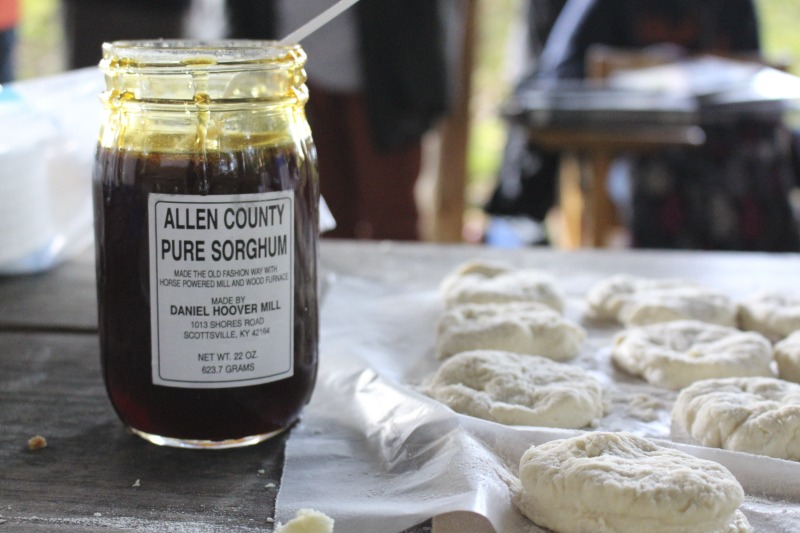 ["On September 21, 2017, old-time musician and writer Pete Koskys Appalachian Studies class at South Charleston High School made biscuits in a cast iron Dutch oven over a charcoal fire at the ROTC picnic shelter on the school campus. Kosky invited state folklorist Emily Hilliard to the class."]%