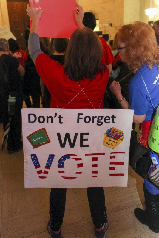 ["On February 22, 2018, thousands of West Virginia public school teachers and school service employees walked out of their classrooms in what would become a nine-day statewide strike. Teachers demands included a 5% raise and affordable healthcare coverage through the West Virginia Public Employees Insurance Agency or PEIA. These photos are part of a series of photos, videos, and interviews documenting the labor lore and expressive culture of the 2018 and 2019 West Virginia Teachers Strike.For more information on the 2018 and 2019 West Virginia Teachers Strike visit e-WV: https://www.wvencyclopedia.org/articles/2454"]%