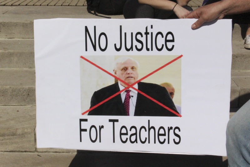 ["On February 22, 2018, thousands of West Virginia public school teachers and school service employees walked out of their classrooms in what would become a nine-day statewide strike. Teachers demands included a 5% raise and affordable healthcare coverage through the West Virginia Public Employees Insurance Agency or PEIA. These photos are part of a series of photos, videos, and interviews documenting the labor lore and expressive culture of the 2018 and 2019 West Virginia Teachers Strike.For more information on the 2018 and 2019 West Virginia Teachers Strike visit e-WV: https://www.wvencyclopedia.org/articles/2454"]%