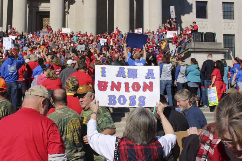 ["On February 22, 2018, thousands of West Virginia public school teachers and school service employees walked out of their classrooms in what would become a nine-day statewide strike. Teachers demands included a 5% raise and affordable healthcare coverage through the West Virginia Public Employees Insurance Agency or PEIA. These photos are part of a series of photos, videos, and interviews documenting the labor lore and expressive culture of the 2018 and 2019 West Virginia Teachers Strike.For more information on the 2018 and 2019 West Virginia Teachers Strike visit e-WV: https://www.wvencyclopedia.org/articles/2454"]%