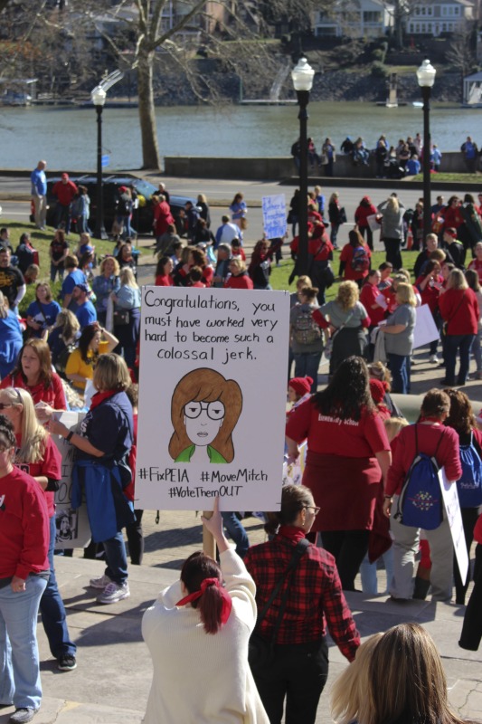 ["On February 22, 2018, thousands of West Virginia public school teachers and school service employees walked out of their classrooms in what would become a nine-day statewide strike. Teachers demands included a 5% raise and affordable healthcare coverage through the West Virginia Public Employees Insurance Agency or PEIA. These photos are part of a series of photos, videos, and interviews documenting the labor lore and expressive culture of the 2018 and 2019 West Virginia Teachers Strike.For more information on the 2018 and 2019 West Virginia Teachers Strike visit e-WV: https://www.wvencyclopedia.org/articles/2454"]%