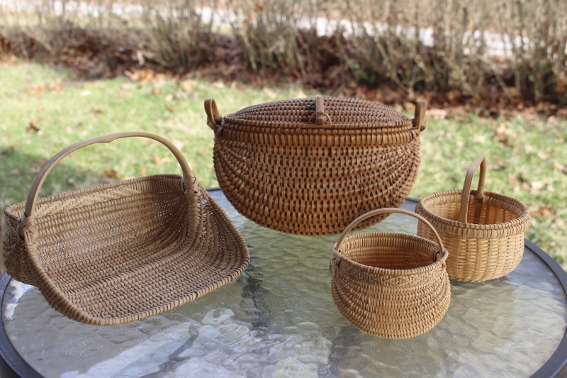 ["Aaron (Ike) Yakim (b. 1949, Charleroi, PA) and Cynthia W. Taylor (b. 1950, Virginia) are traditional white oak basket makers living in Parkersburg, West Virginia. Yakim learned the art form in the late 70s from 5th generation West Virginia basket maker, Oral \"Nick\" Nicholson of Doddridge County. Yakim and Taylor, who work from live tree-to-basket, are not regularly making baskets currently due to the intense labor required as well as the scarcity of suitable white oak trees. Yakim has produced over 2,500 baskets, several of which are included in the Smithsonian Museum of American Arts collection. Learn more via the Smithsonian Museum of American Art: https://americanart.si.edu/artist/aaron-yakim-27916And via Cedar Creek Gallery: http://cedarcreekgallery.com/album/yakim_taylor.html"]%